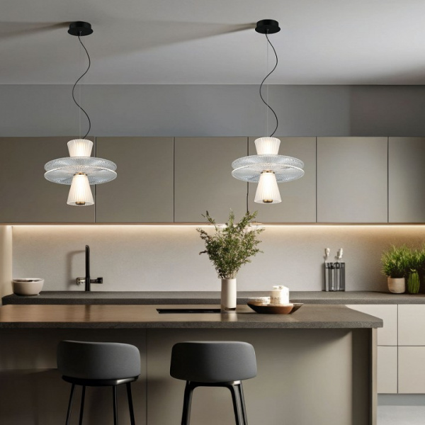 ПОДВЕСНОЙ СВЕТИЛЬНИК С АКРИЛОВЫМ И СТЕКЛЯННЫМИ ПЛАФОНАМИ 40028/1 LED белый Eurosvet Titania