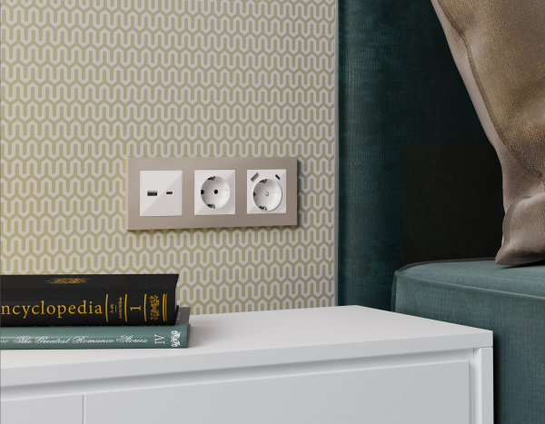 Рамка ALFA Techno (Серо-бежевый матовый) 5-ая AF220365