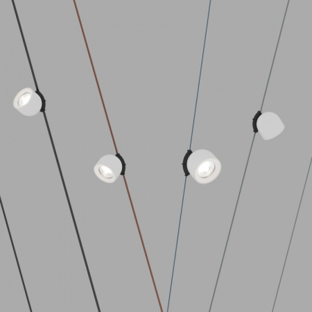 DK5540-WH+BK Поворотный светильник для трека-ремня Belty, серия Spot, со светодиодом, D100*H107мм, 48V DC, 12W, RA90, 38°, 4000K, IP20, белый с черным, алюминий