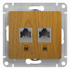 SE Glossa Дерево Дуб Розетка 2-ая компьютерная RJ45+RJ45, кат.5E