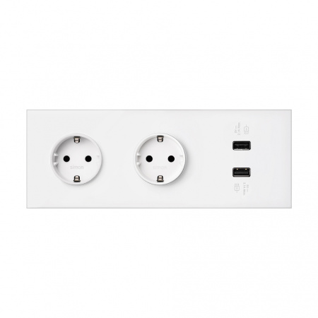 Simon 100 Кит 3 поста механизм 2 розетки Schuko + 2 з/у USB SC 2.1A + суппорт