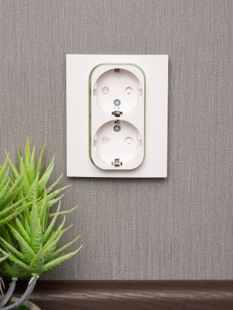 EKF PROxima Стокгольм Белый Линия зеленая Рамка для розетки 2-ой