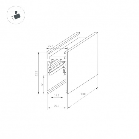 Магнитный шинопровод Arlight MAG-ORIENT-TRACK-2652-1000 BK 034071