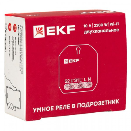 EKF Connect Умное реле в подрозетник 2-канальное Wi-Fi