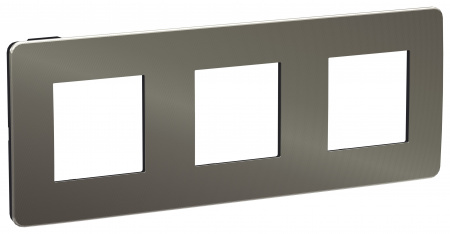 SE Unica Studio Никель/Антрацит Рамка 3-ная
