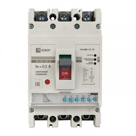 EKF PROxima Автоматический выключатель ВА-99М 100/ 63А 3P 50кА с электронным расцепителем