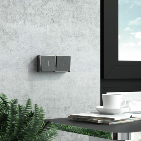 Выключатель одноклавишный с подсветкой Gallant графит рифленый W5010104