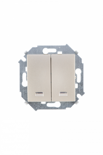 Simon 15 Шампань Выключатель 2-клавишный с подсветкой, 16А, 250В, винт.зажим Simon 15 Шампань Выключатель 2-клавишный с подсветкой, 16А, 250В, винт.зажим