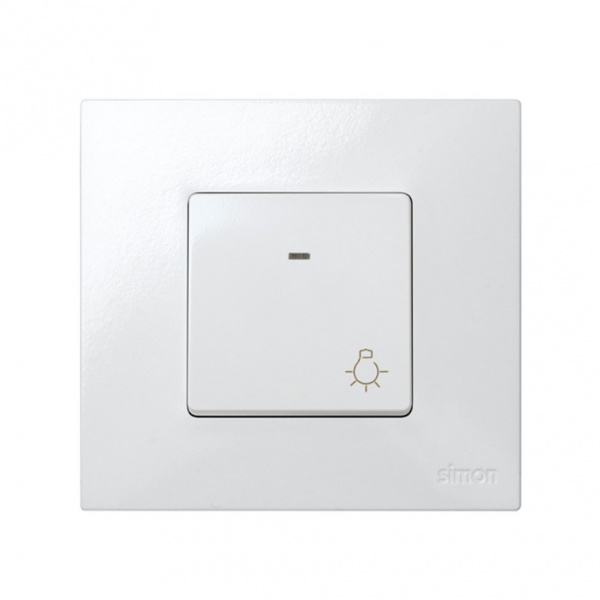 Simon 27 Мех Белая Кнопка клавишная "свет" с подсветкой, 10А 250В