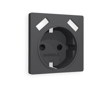 Лицевая панель ALFA (Графит Мягкое касание) для электрической розетки с заземлением со шторками 2USB A+A QUANT AP9090