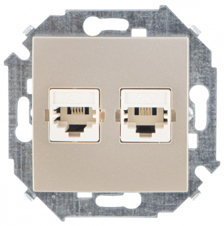 Simon 15 Шампань Розетка ТЛФ 2-ая RJ11, винт.зажим