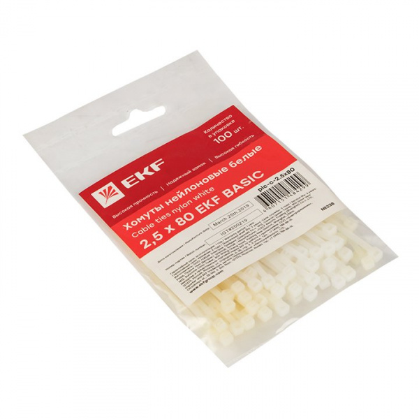 EKF Basic Хомут нейлоновый (2,5х80) (100шт.)