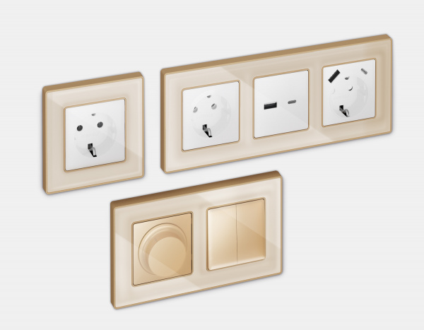 Рамка ALFA Arctic (Бежевый Стекло органическое/Шампань) 4-ая AF580344