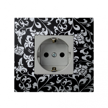 Simon 27 Мех Серая Розетка 2к+з Schuko с шторками, винтовой зажим, 10/16А 250V