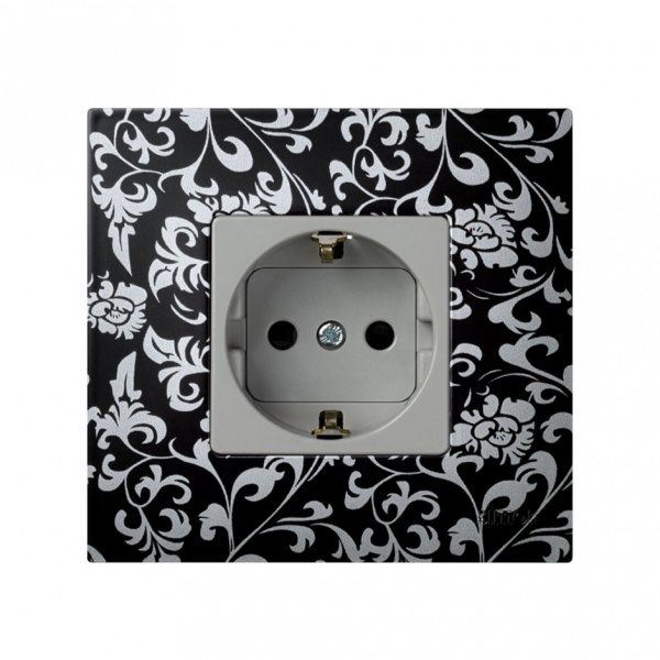 Simon 27 Мех Серая Розетка 2к+з Schuko с шторками, винтовой зажим, 10/16А 250V