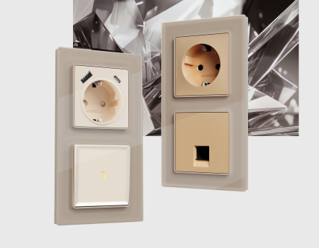 Рамка ALFA Platos (Серо-бежевый Стекло закаленное натуральное) 1-ая AF380601