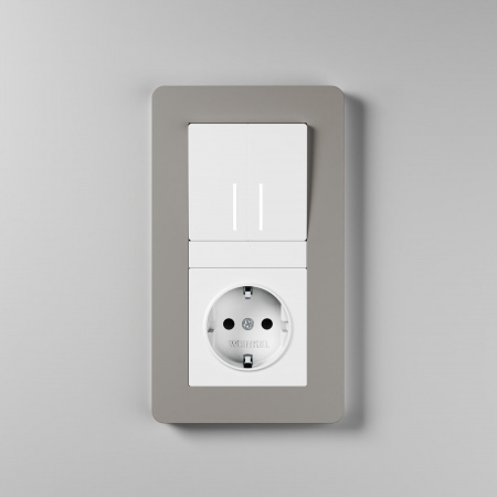 Рамка из поликарбоната на 2 поста Split дымчатый/белый, soft-touch W0023067