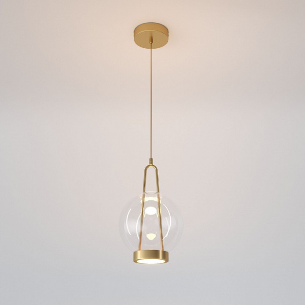 Подвесной светодиодный светильник со стеклянным плафоном 50267/1 LED латунь Eurosvet Frasco