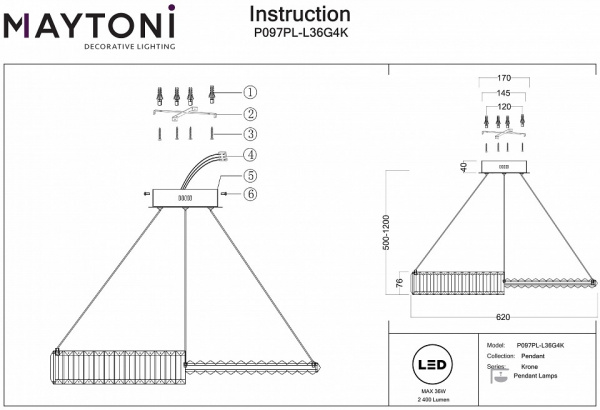 Подвесной светильник Pendant P097PL-L36G4K Maytoni Krone