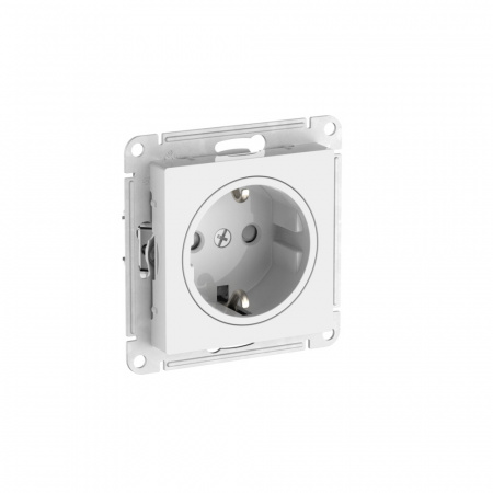 Systeme Electric AtlasDesign Art Белый Розетка с заземлением со шторками, 16А, мех., быстрозажим. клем.