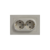 SE AtlasDesign Беж Розетка с/з двойная, 16А, в сборе