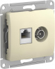 SE Glossa Беж Розетка двойная TV + компьютерная RJ45, кат. 5Е