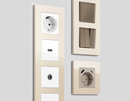 Рамка ALFA Qubi (Бежевый глянец) 1-ая AF250301