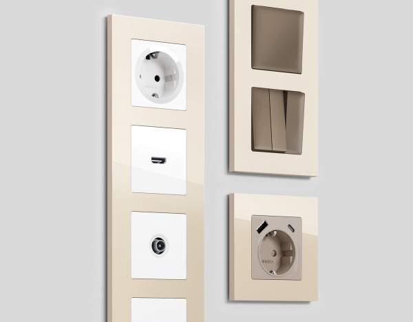 Рамка ALFA Qubi (Бежевый глянец) 4-ая AF250304