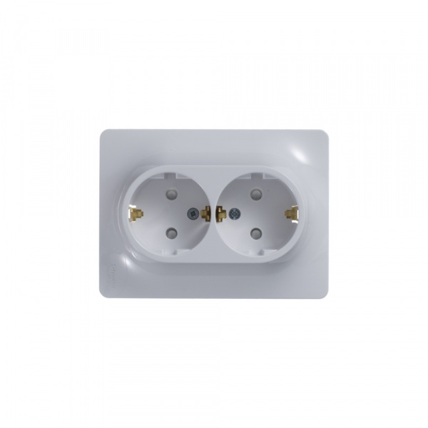 SE Glossa Бел Розетка 2-я с/з со шторками (в сборе с рамкой)