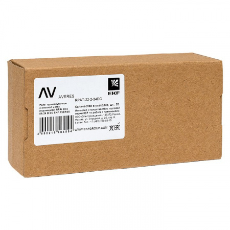 EKF Averes Реле промежуточное с кнопкой и мех. Индикацией RPAt 22/2 8A 24В DC