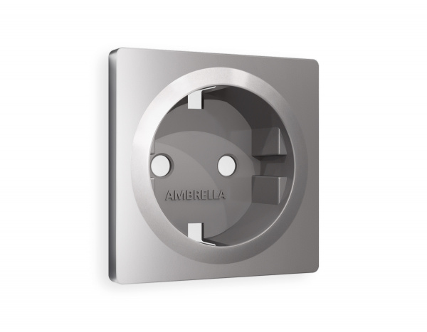 Лицевая панель ALFA (Сталь матовый) для электрической розетки с заземлением QUANT AP5060