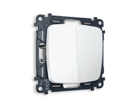 Комплект механизма 2-клавишного проходного выключателя OMEGA MO123020 Белый матовый QUANT