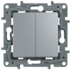 Legrand Etika Алюминий Выключатель 2-клавишный, автоматические клеммы, 10 AX, 250 В