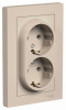 SE AtlasDesign Песочный Розетка двойная с/з, 16А, в сборе