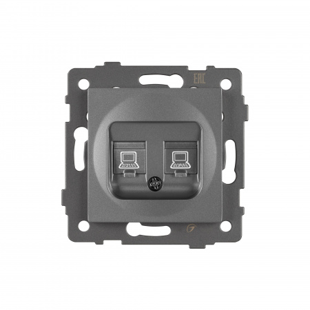 Arlight Механизм компьютерной розетки двойной SCT-MPC2-PL-GR-V (RJ-45, CAT6) (-)