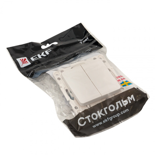 EKF PROxima Стокгольм Белый Выключатель 2-кл, 10А