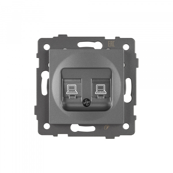 Arlight Механизм компьютерной розетки двойной SCT-MPC2-PL-GR-V (RJ-45, CAT6) (-)