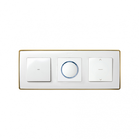 Simon 82 Detail Белый, основание золото Рамка 3-ая