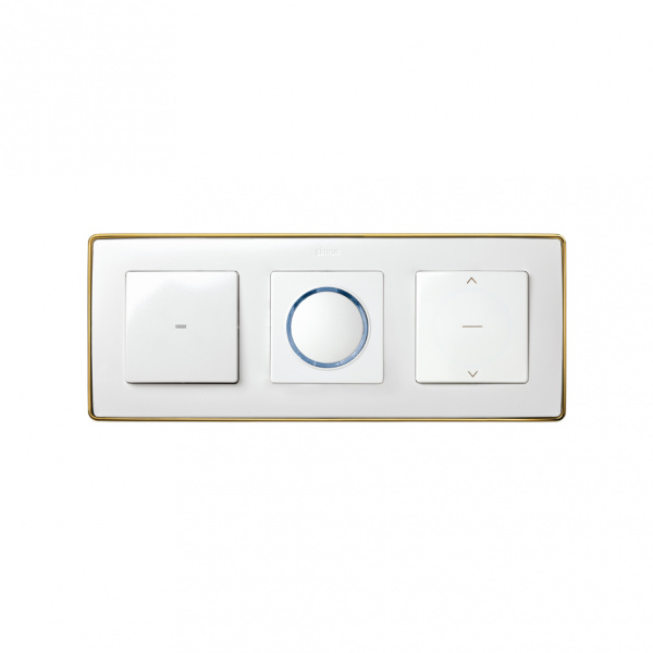 Simon 82 Detail Белый, основание золото Рамка 3-ая