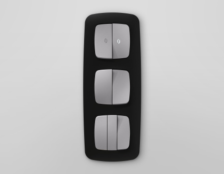 Лицевая панель OMEGA (Сталь матовый) для 3-клавишных выключателей QUANT OP5050