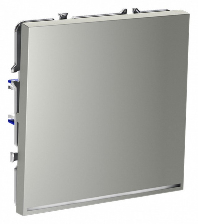 Проходной переключатель встраиваемый VOLTUM S70 одноклавишный с подсветкой 10А, (сталь)