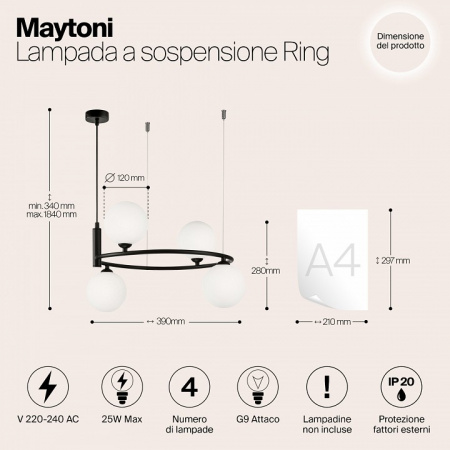 Подвесной светильник MOD013PL-04B Maytoni Ring