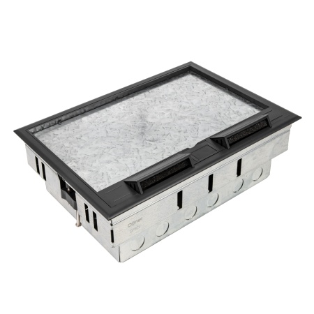 Лючок в пол на 24 модуля (12 мод. 45х45 мм.), крышка ABS+гальванизированная стальная вставка