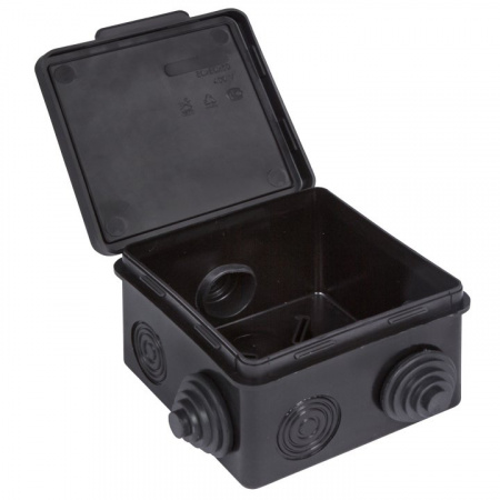 EKF Коробка распределительная КМР-030-031 с крышкой (80х80х50), 7 мембр. вводов чёрная IP54 розн. стикер