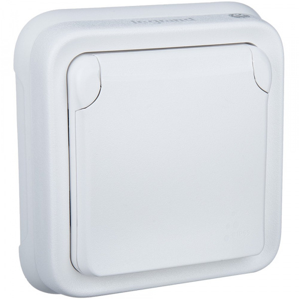 Legrand Plexo Arctic Антибактериальный Розетка с/з с крышкой в сборе
