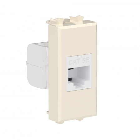 DKC Avanti Компьютерная розетка RJ-45 без шторки модульная, кат.5е, Ванильная дымка, 1 модуль