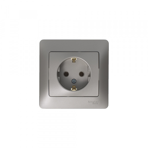 SE Glossa Платина Розетка с/з (в сборе)