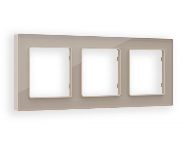 Рамка ALFA Platos (Серо-бежевый Стекло закаленное натуральное) 3-ая AF380603