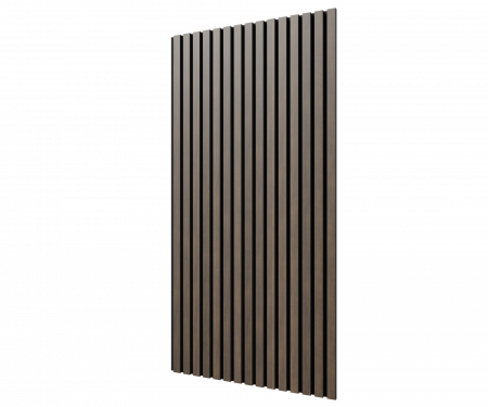 Акустическая панель, черный войлок, 1200х600х21мм, рейки МДФ, шпон дуб маррон коричневый Акустическая панель, черный войлок, 1200х600х21мм, рейки МДФ, шпон дуб маррон коричневый