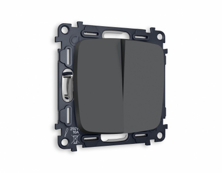 Комплект механизма 2-клавишного выключателя OMEGA MO903010 Графит мягкое касание QUANT